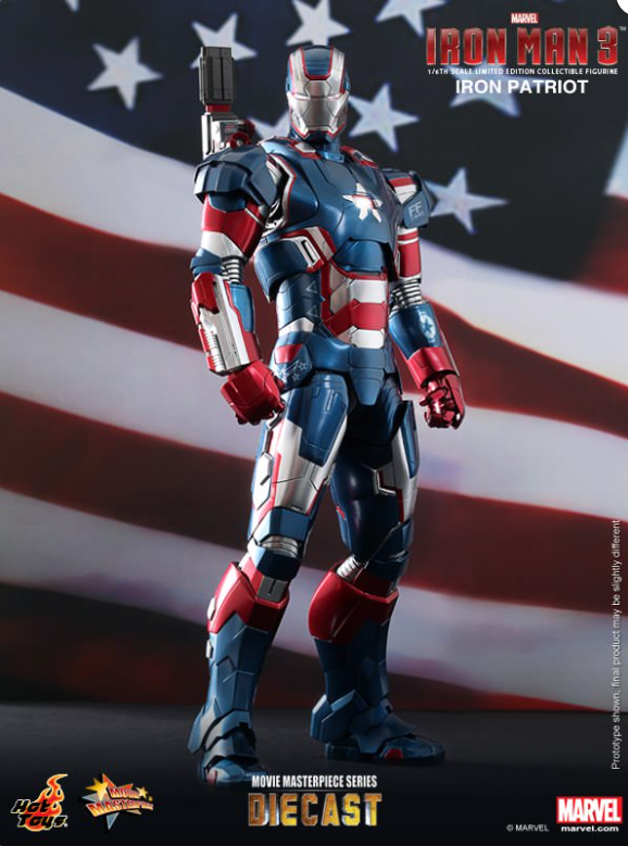 INSTOCK ! Hot Toys Iron Patriot Hot Toys D01 Iron Man 3 MMS195 1/6 Figure