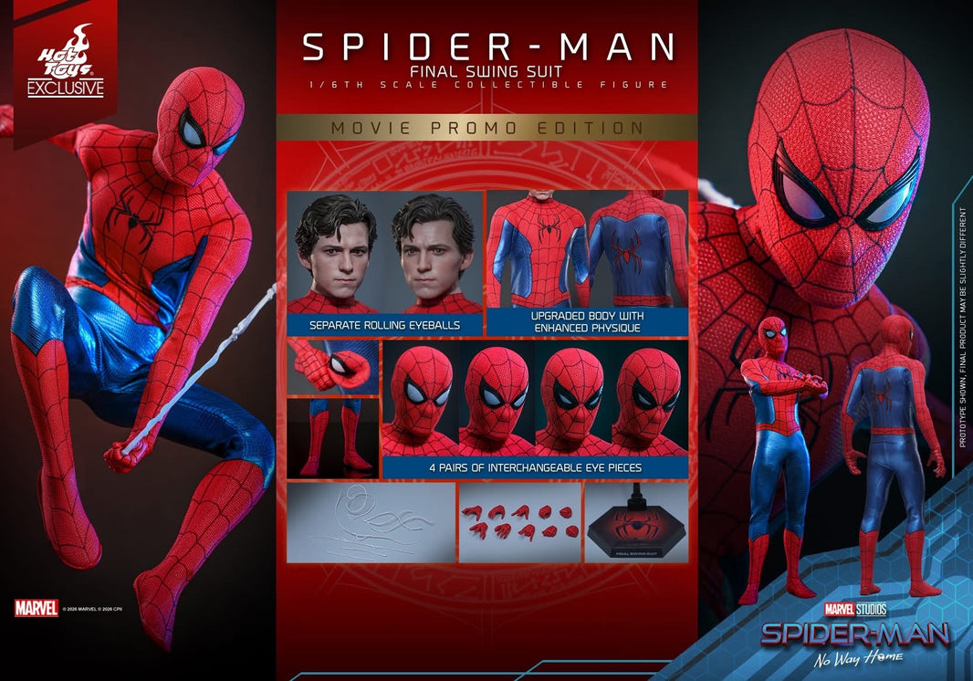 Hot Toys Spider-man: No Way Home Spider-man (Final Swing Suit) (Movie Promo Edition) 1/6th Scale Collectible Figure MMS862