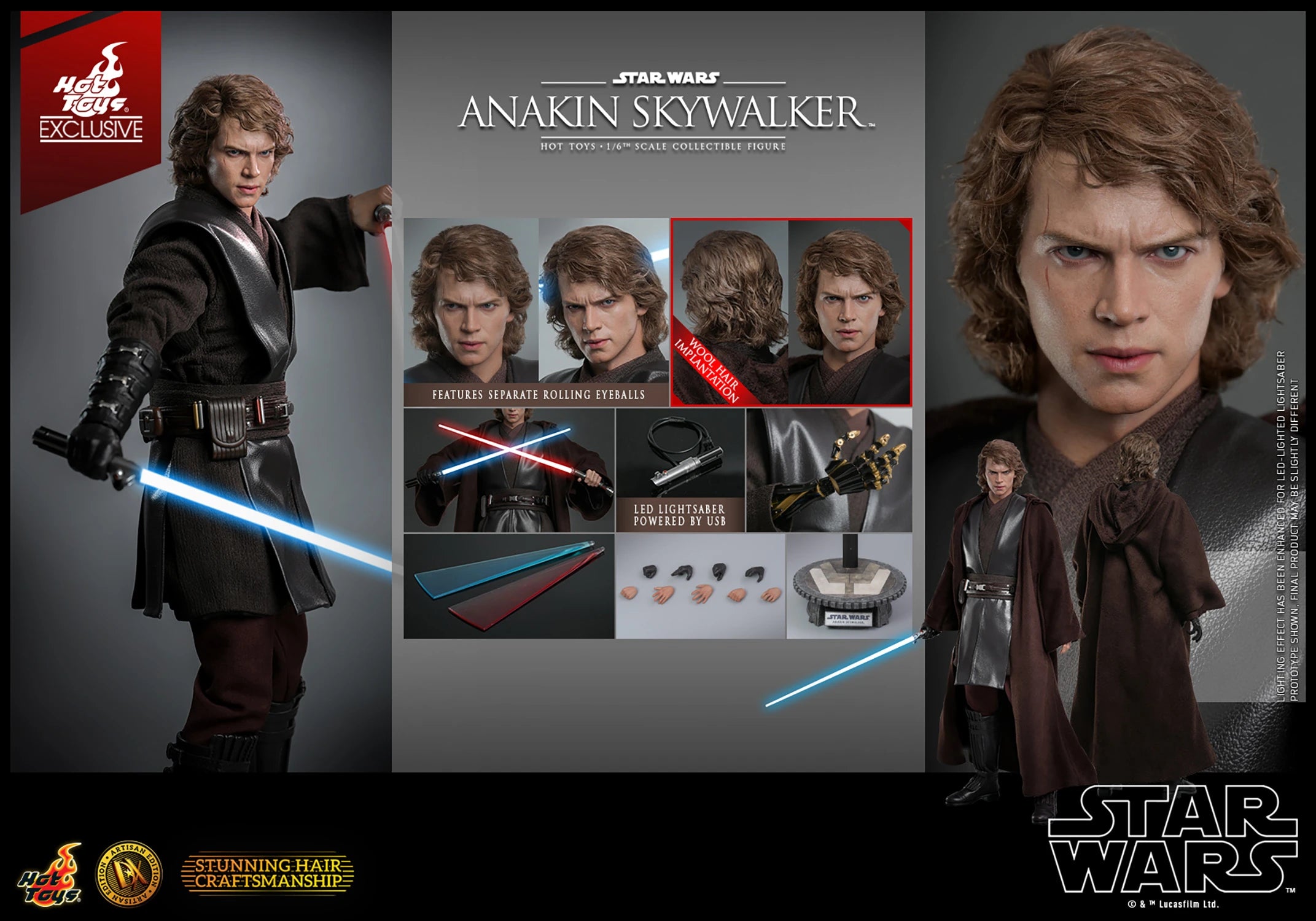 Hot Toys Star Wars Episode III Revenge of the Sith 1/6th scale Anakin Skywalker TM Collectible Figure Toy Fair Exclusive DX34AE