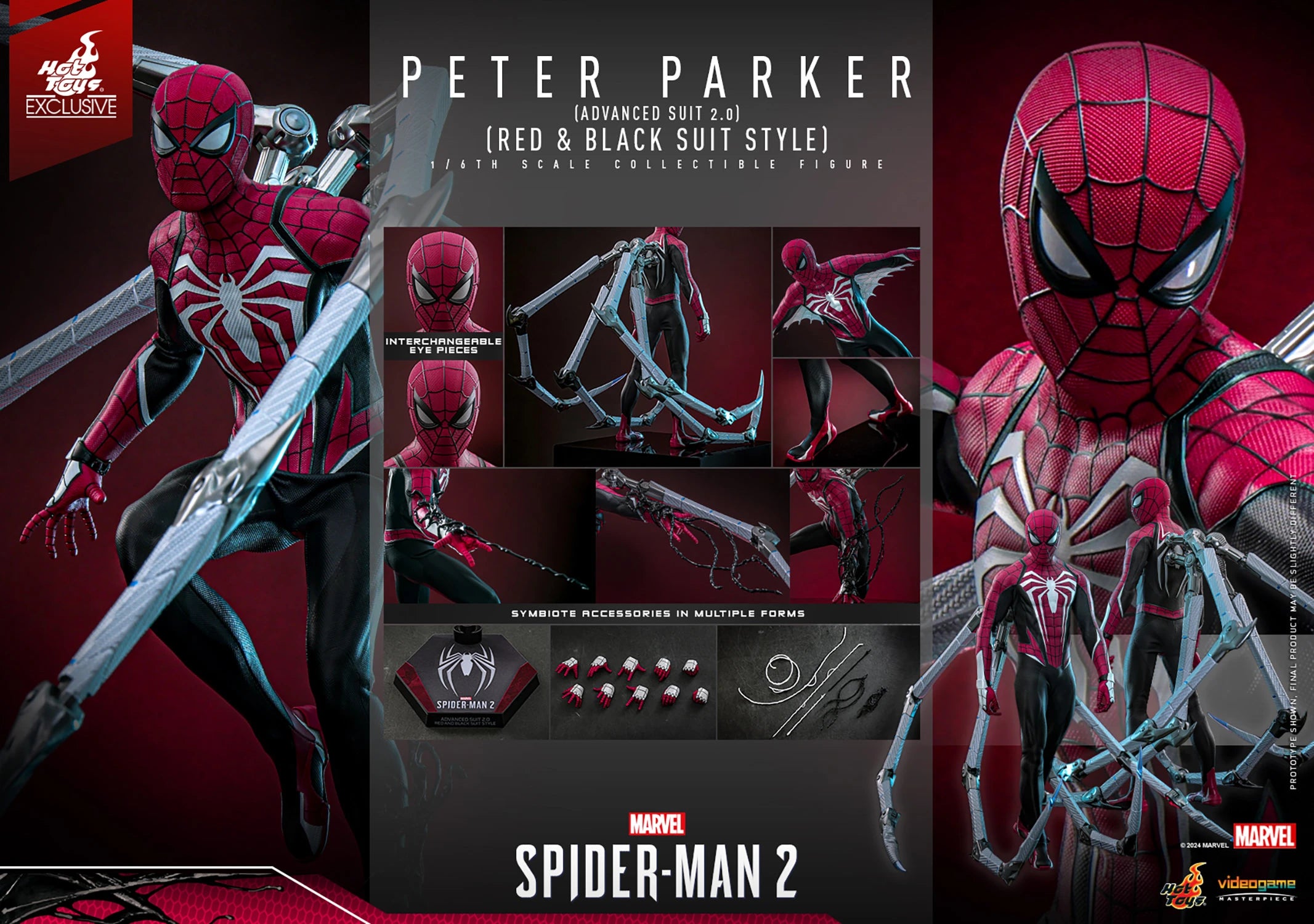 Hot Toys Marvel– Marvel's Spider-Man 2 Peter Parker (Advanced Suit 2.0) (Red and Black Suit Style)VGM66 1/6 Scale Figure