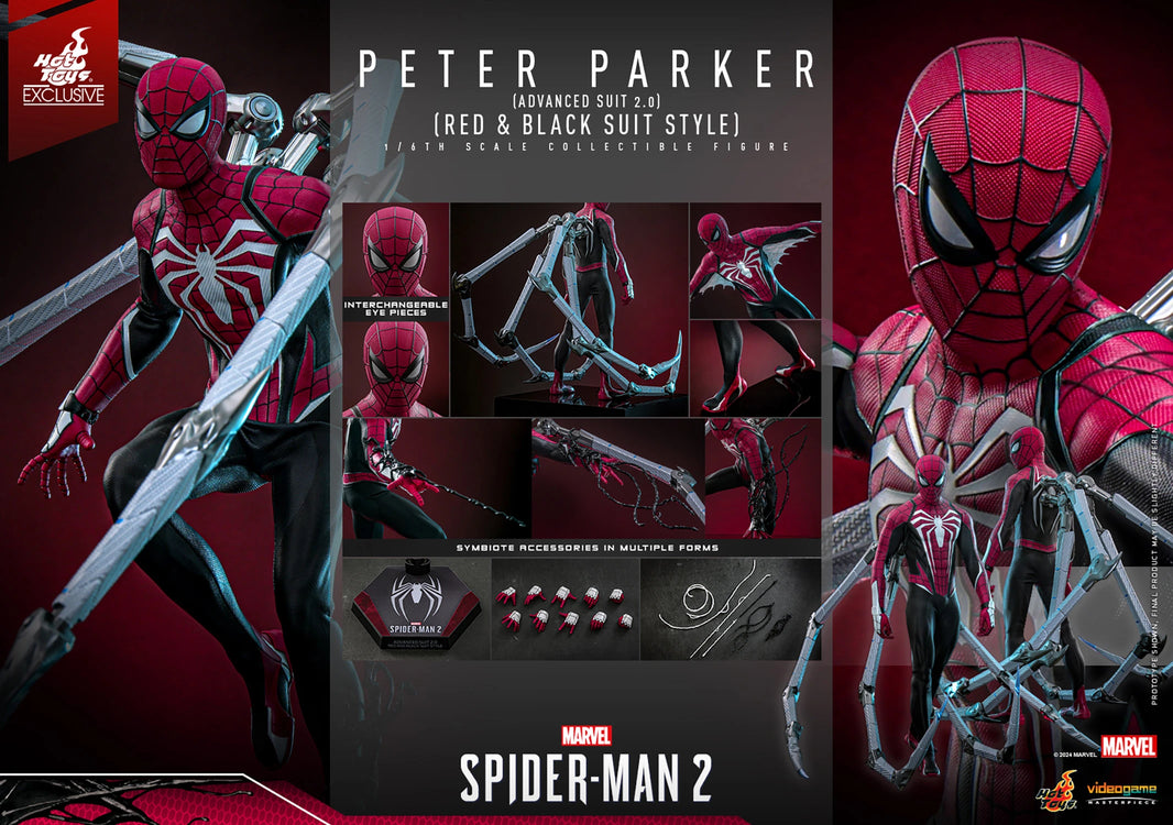Hot Toys Marvel– Marvel's Spider-Man 2 Peter Parker (Advanced Suit 2.0) (Red and Black Suit Style)VGM66 1/6 Scale Figure