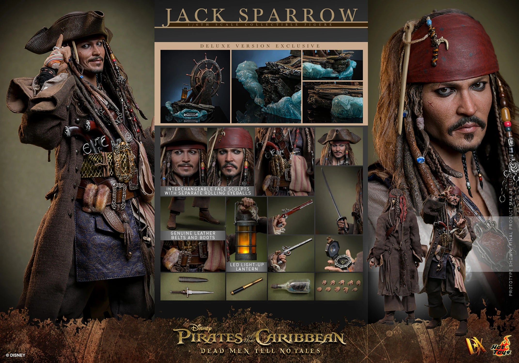 Hot Toys Pirates of the Caribbean–Pirates of the Caribbean: Dead Men Tell No Tales Jack Sparrow DX39 1/6 Scale Figure