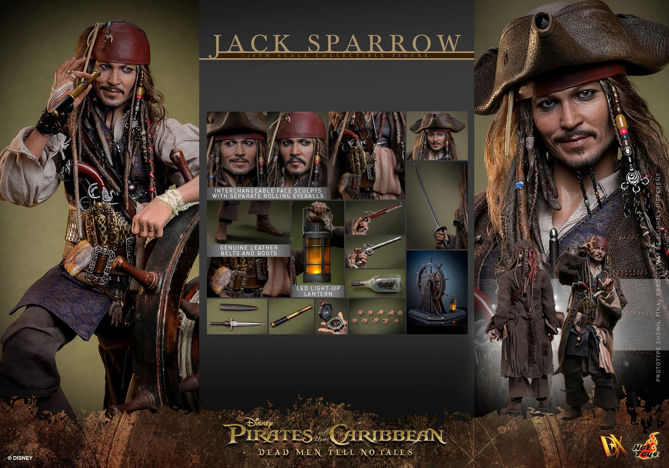 Hot Toys Pirates of the Caribbean–Pirates of the Caribbean: Dead Men Tell No Tales Jack Sparrow DX38 1/6 Scale Figure