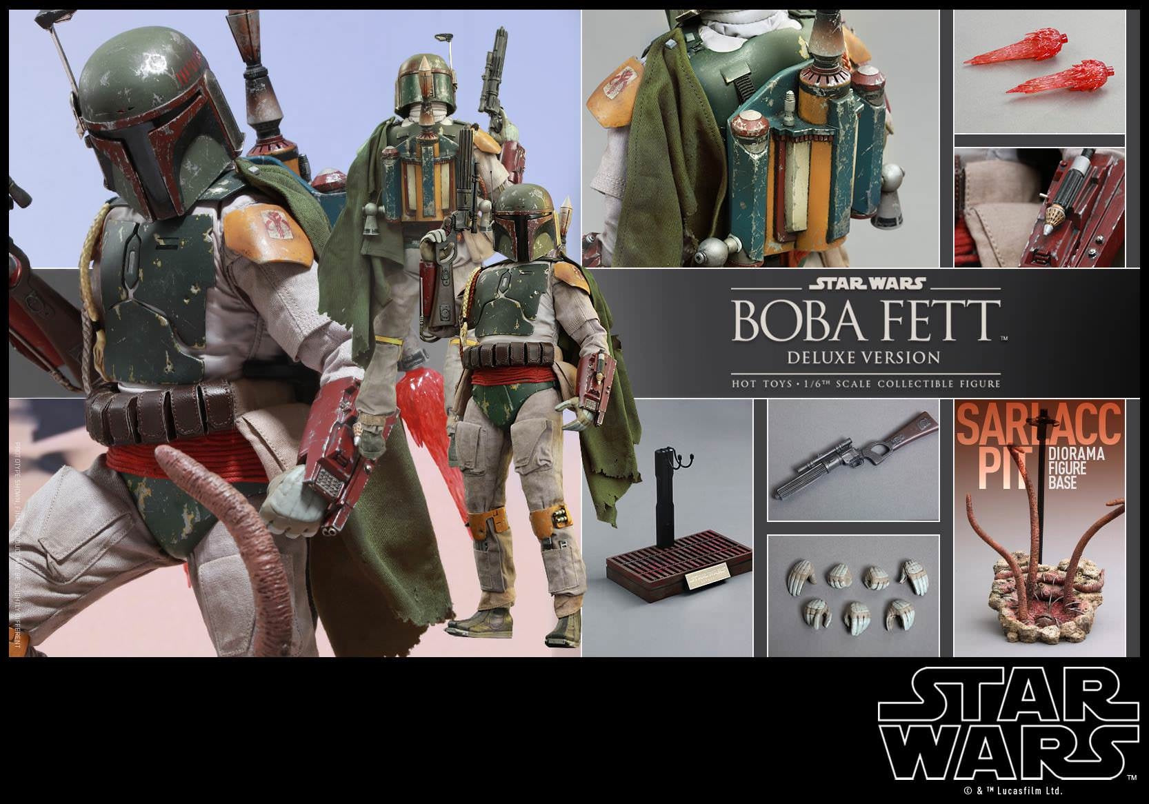 Hot Toys Star Wars Return of the Jedi Boba Fett Deluxe Edition 1/6 Scale Collectible Figure MMS 313