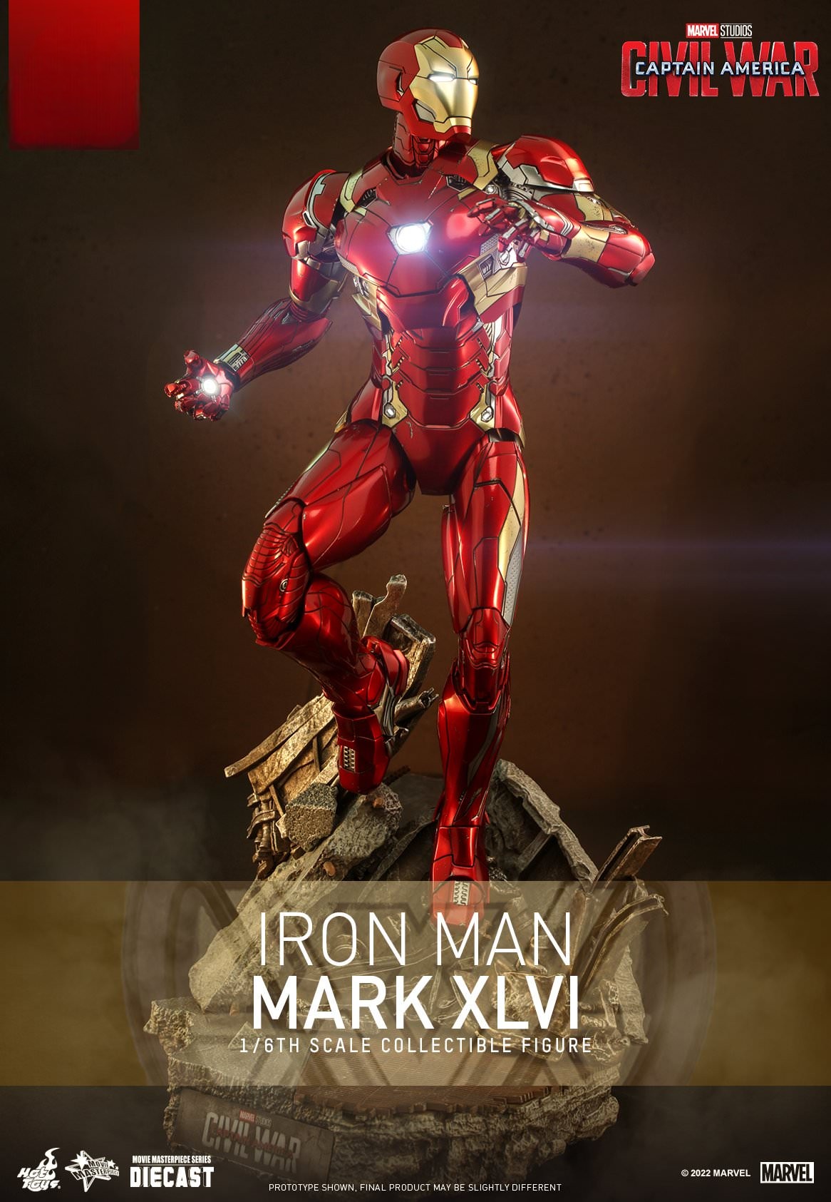 Hot Toys Captain America-Captain America Civil War Iron Man Mark XLVI MMS608 1/6 Scale Figure