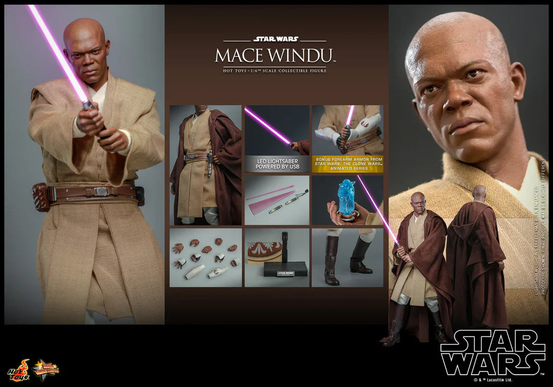 Hot Toys MACE WINDU Star Wars Attack of the Clones MMS681 1/6th scale Figure