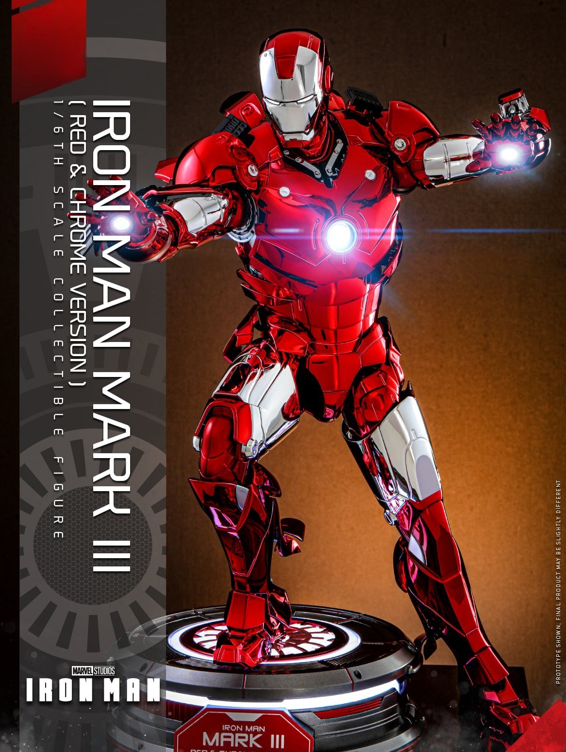 Hot Toys Iron Man-Iron Man Mark III Red & Chrome MMS744 1/6 Scale Figure